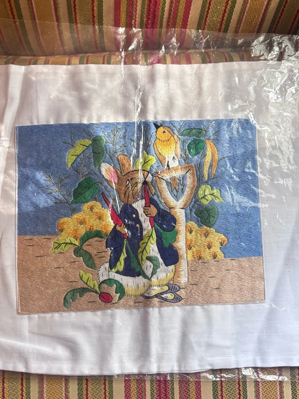 Vintage Beatrix Potter Peter Rabbit Embroidered Pillow Covers (NOS) Nursery Sham